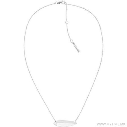 Calvin Klein Sculpted Petal / Horizontal Marquise Silver-Tone Stainless Steel Pendant Necklace 35000815