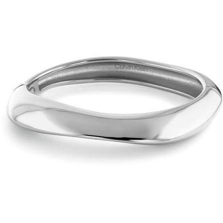 Calvin Klein Sculpted Wave / Wide Polished Silver-Tone Stainless Steel Bangle 35000817