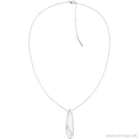 Calvin Klein Sculpted Petal / Vertical Marquise Drop Silver-Tone Stainless Steel Pendant Necklace 35000813