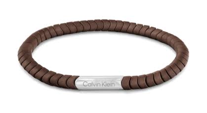 Calvin Klein Tactile Bead / Matte Brown & Silver-Tone Accent Stretch Bracelet 35100053