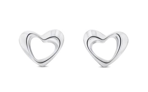 Calvin Klein Sculpted Heart / Openwork Silver-Tone Stainless Steel Heart Stud Earrings 35000759