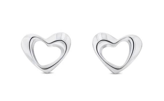 Calvin Klein Sculpted Heart / Openwork Silver-Tone Stainless Steel Heart Stud Earrings 35000759