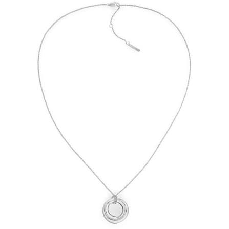 Calvin Klein Sculpted Interlocking Rings / Silver-Tone Stainless Steel Pendant Necklace 35000760