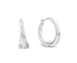 Calvin Klein Sculpted Crossover / Silver-Tone Stainless Steel Hoop Earrings 35000768