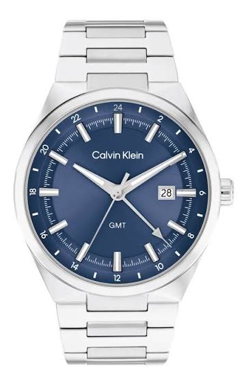 Calvin Klein GMT / Sunray Blue Dial Stainless Steel Dual-Time Watch 25200488