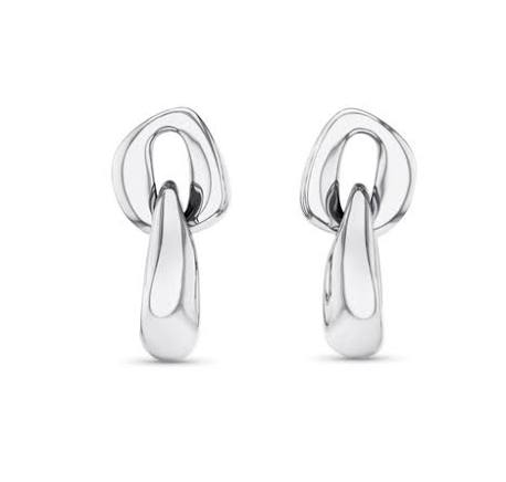 Calvin Klein Sculpted Link Silver-Tone Stainless Steel Drop Earrings 35000654