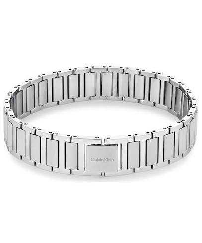 Calvin Klein Architectural H-Link Silver-Tone Stainless Steel Men's Bracelet 35100031