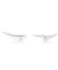 Calvin Klein Organic Curved / Silver-Tone Stainless Steel Ear Climber Stud Earrings 35000344
