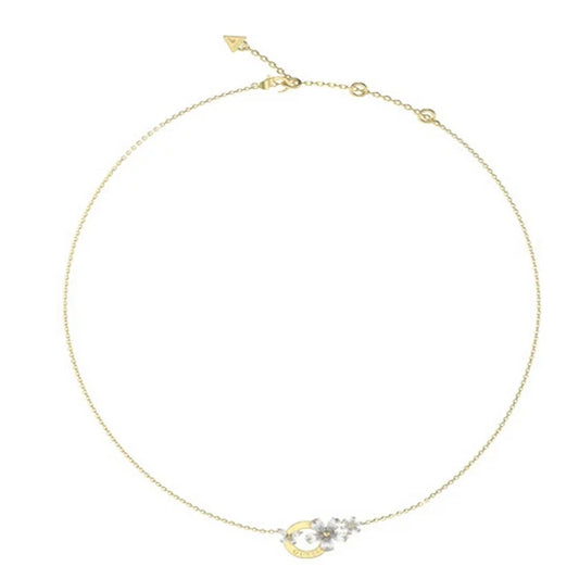 Ladies Lily Flower And Circle Guess Necklace UBN05102YG