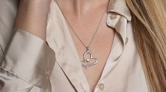 Heart-Shaped Zirconia Necklace in 925 Sterling Silver