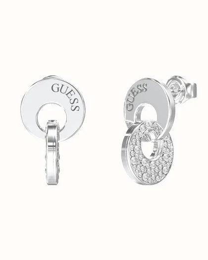 Guess Blooming Summer Ladies Interlink Disc Silver Earrings UBE05221RH