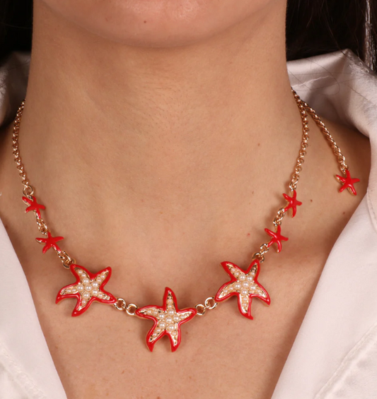 Necklace with Red Starfish