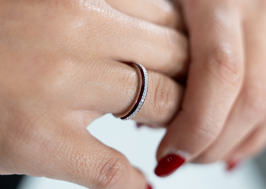 SMALTO - Silver 925 Rhodium Plated and Red Enamel Ring