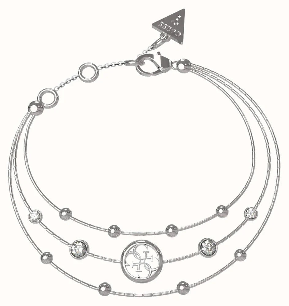 Guess Silver Tone 4 G Multi Strand Bracelet UBB03377RHL