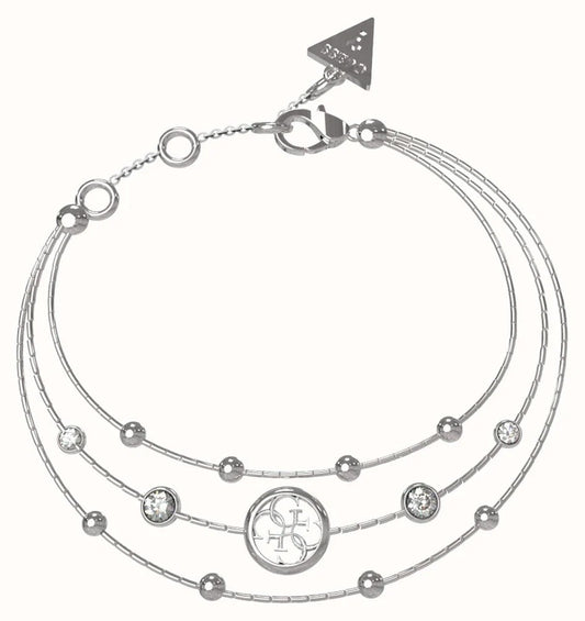 Guess Silver Tone 4 G Multi Strand Bracelet UBB03377RHL