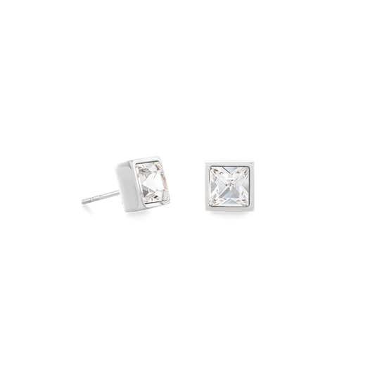 Brilliant Square Big Earrings Silver Crystal Ref :0500-21-1817
