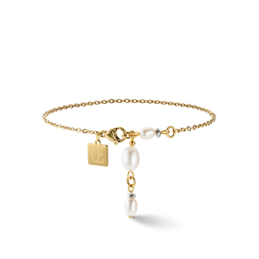 Bracelet Y Chain & Oval Freshwater Pearls Gold White Ref: 1105-30-1416