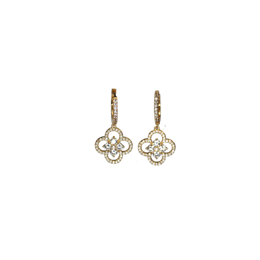 Fortuna Yellow Gold Plated Earrings with Aqua Crystals