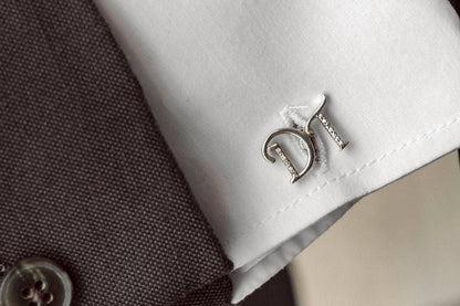 Silver 925 Glitz Initial Cufflinks