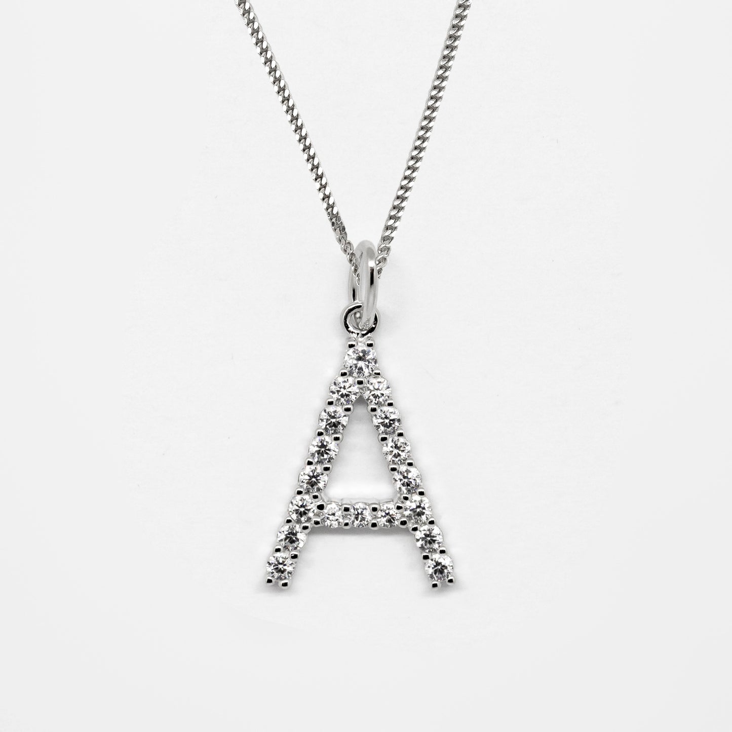 Silver 925 Initial Necklace - A