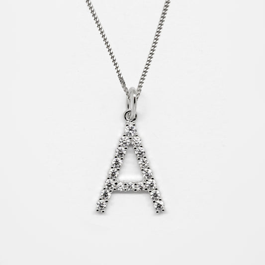 Silver 925 Initial Necklace - A