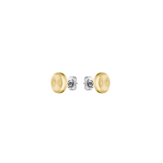 Hugo Boss Rounded Gold Stud Earrings Ref :1580478