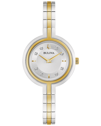 Bulova Rhapsody Women's Two-Tone White Diamond Dial Watch 98P193