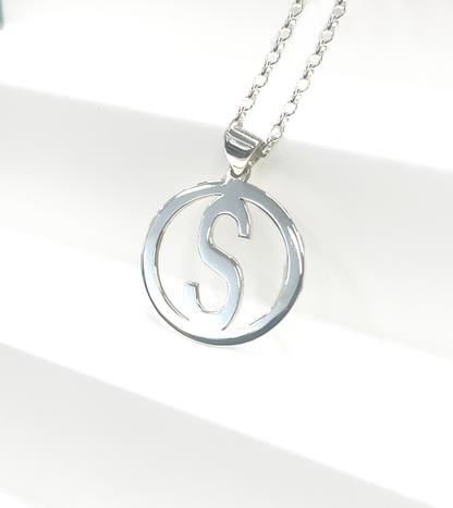Silver 925 Initial Framed Necklace