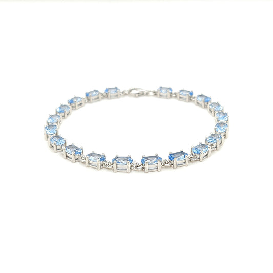 Sterling Jewellers' Ovale Acqua Tennis Bracelet in Rhodium Plating with Aqua Blue Stones from the new Ovale Collection