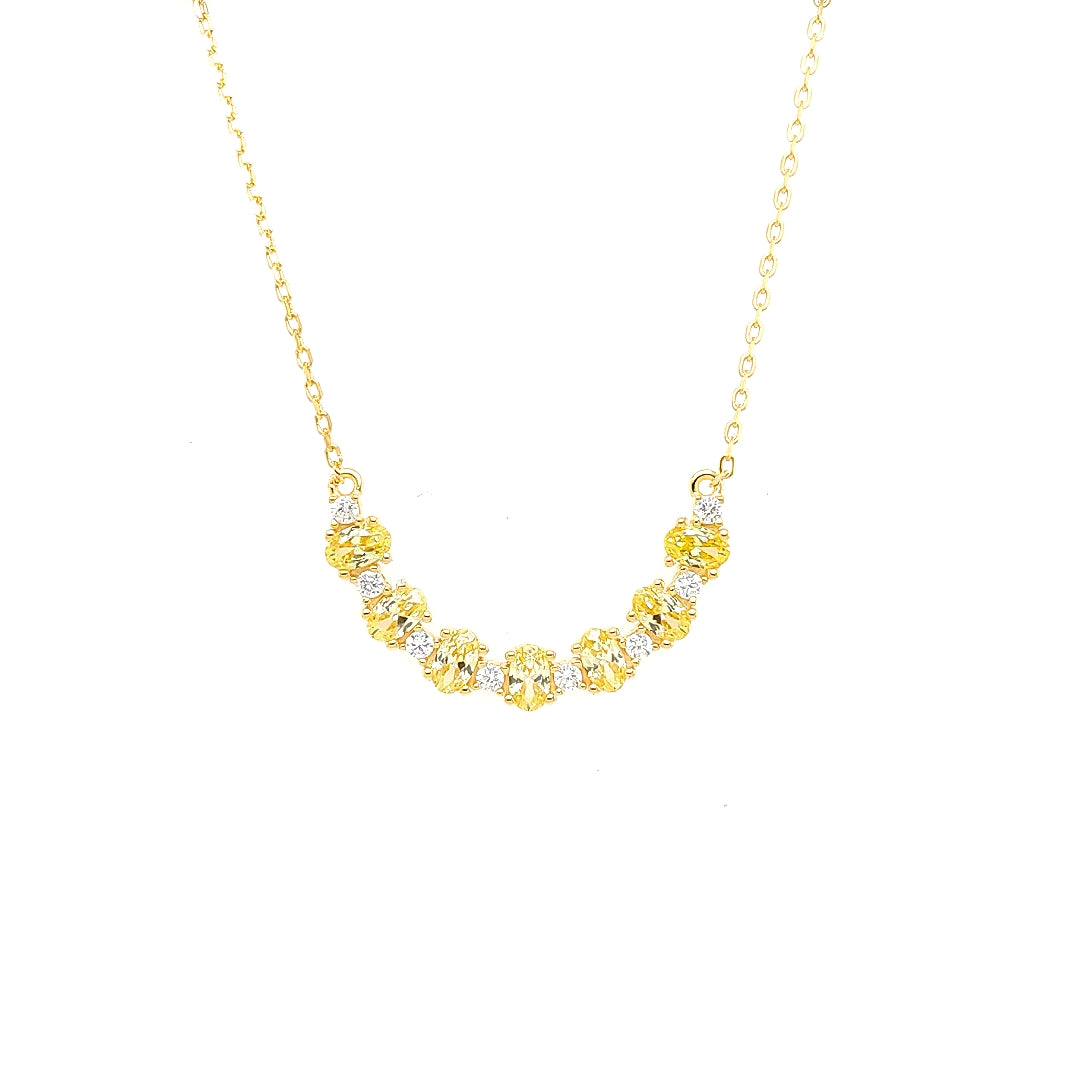 Sterling Jewellers' Ovale Giallo Mezzaluna Crescent Necklace in Yellow Gold Plating with Yellow Stones from the new Ovale Collection