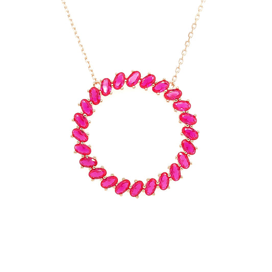 Sterling Jewellers' Ovale Rosa Sole Round Necklace in Rose Gold Plating with Pink Stones from the new Ovale Collection