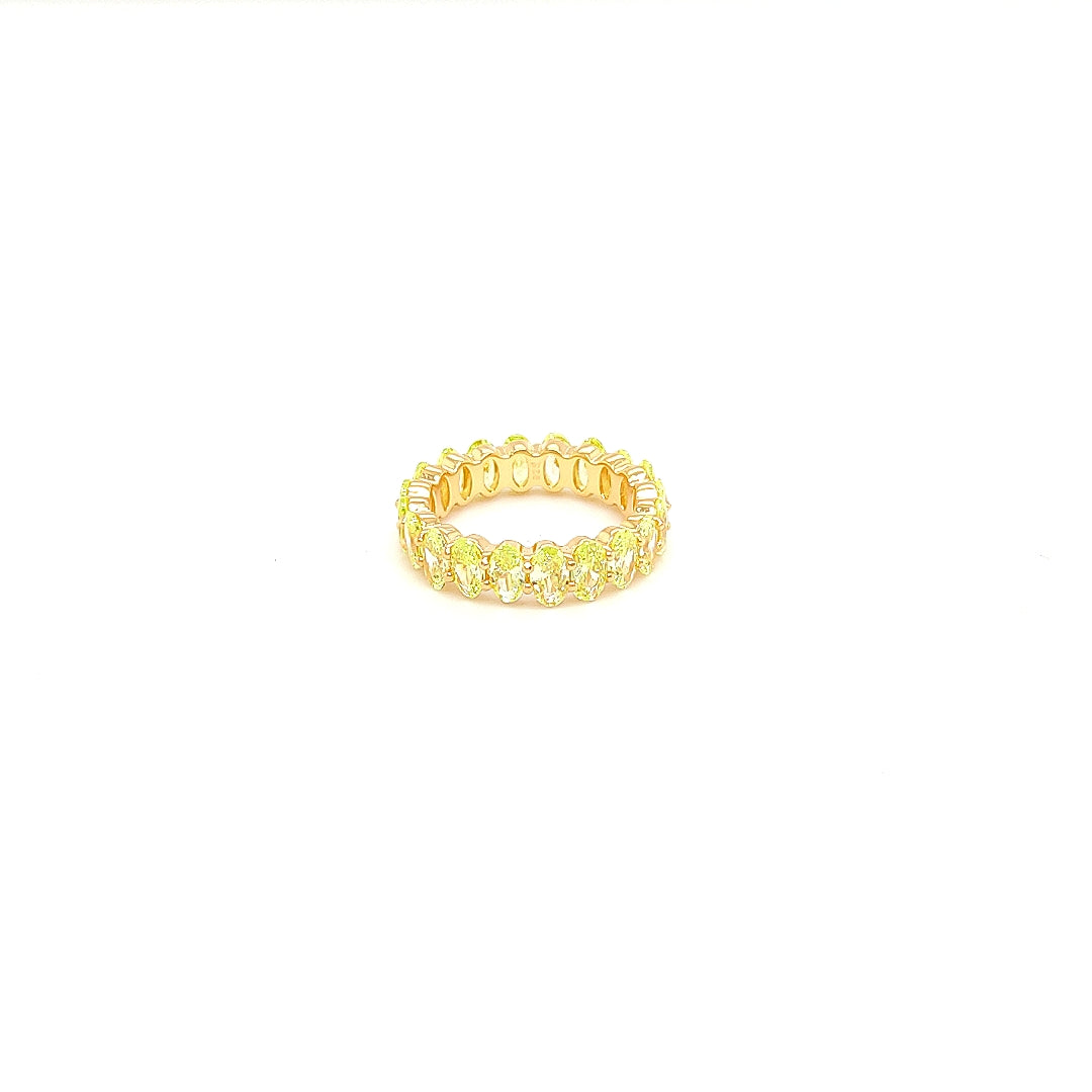 Sterling Jewellers' Ovale Verde Ring in Yellow Gold Plating with Apple Green Stones from the new Ovale Collection