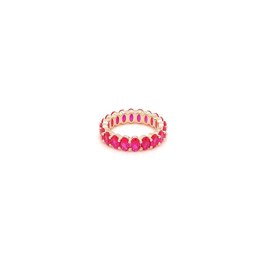 Sterling Jewellers' Ovale Rosa Mezzaluna Ring in Rose Gold Plating with Pink Stones from the new Ovale Collection