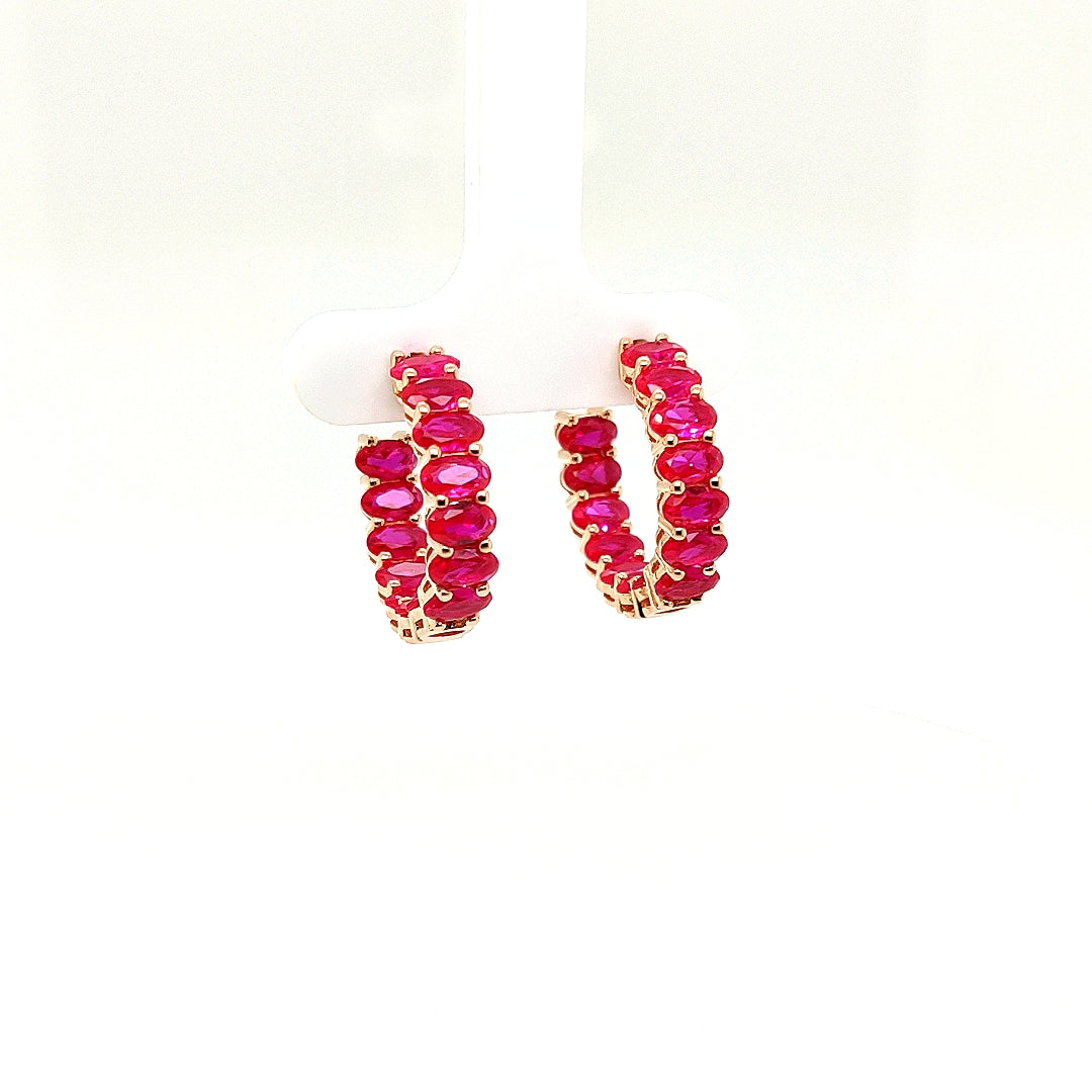 Sterling Jewellers' Ovale Rosa Small Hoop Earrings in Rose Gold Plating with Pink Stones from the new Ovale Collection