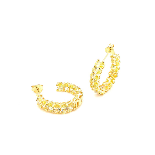 Sterling Jewellers' Ovale Giallo Small Hoop Earrings in Yellow Gold Plating with Yellow Stones from the new Ovale Collection