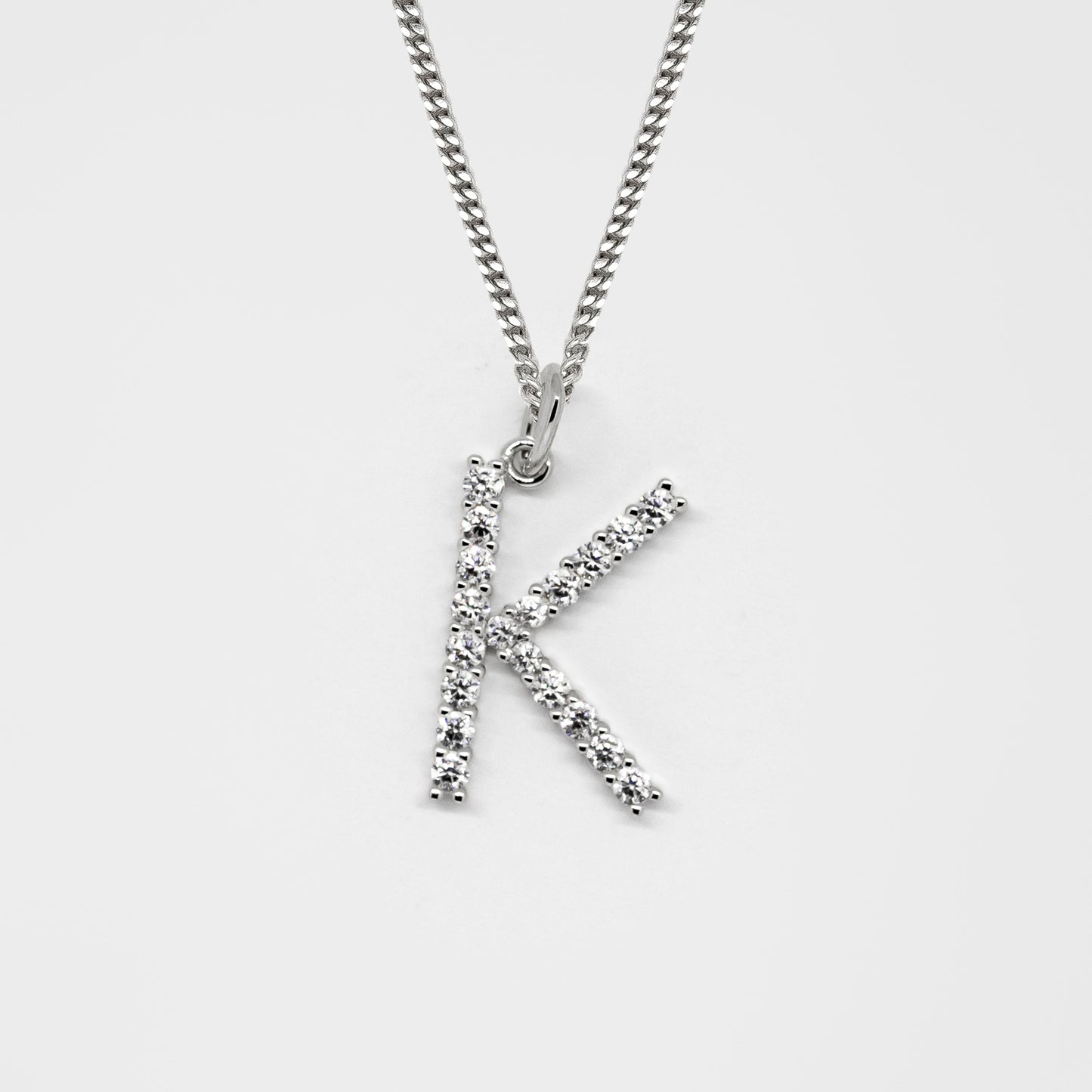 Silver 925 Initial Necklace - K