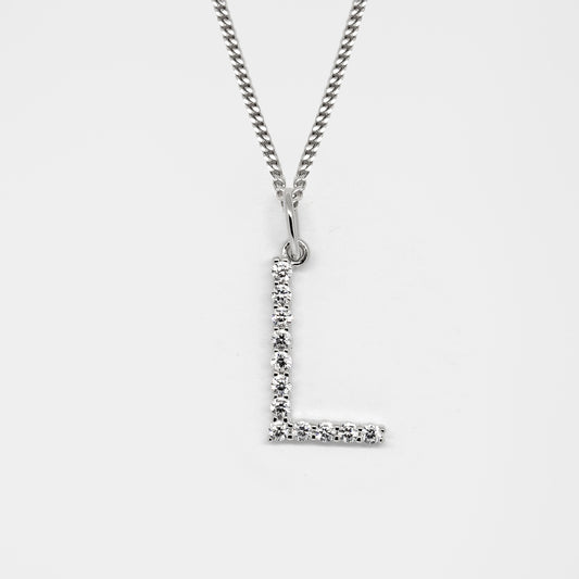 Silver 925 Initial Necklace - L