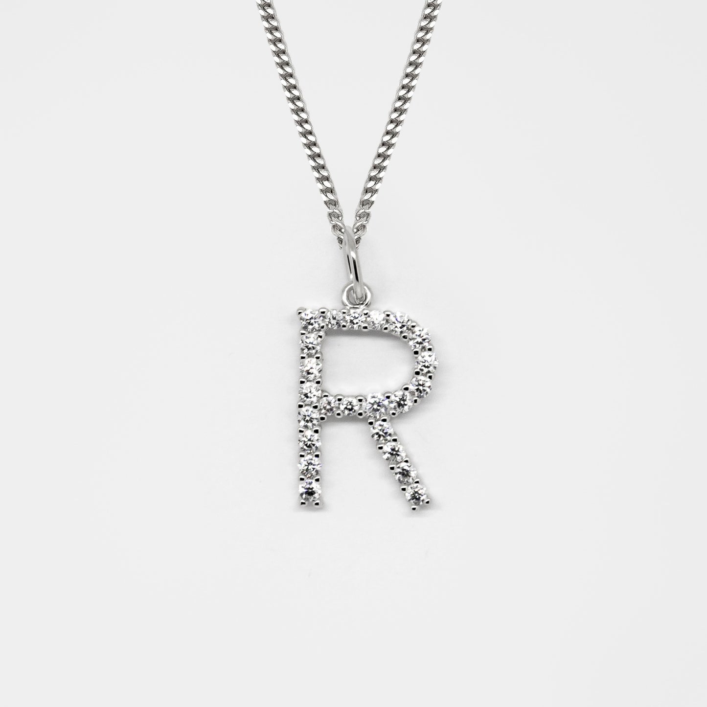 Silver 925 Initial Necklace - R