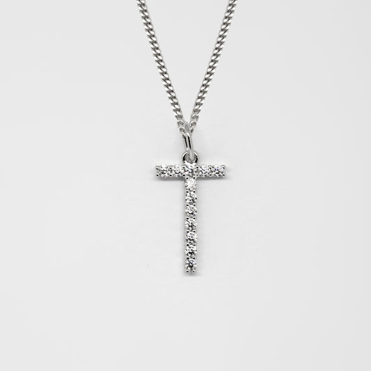 Silver 925 Initial Necklace - T