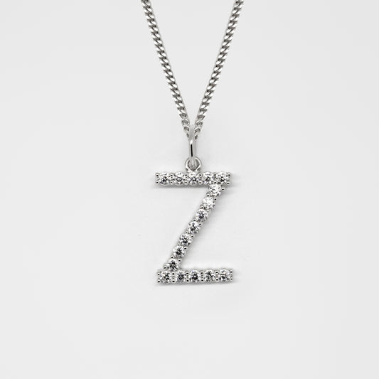 Silver 925 Initial Necklace - Z