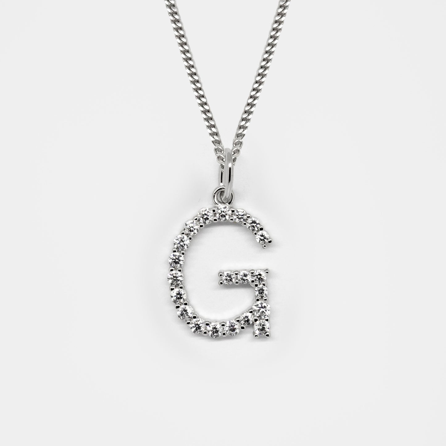 Silver 925 Initial Necklace - G