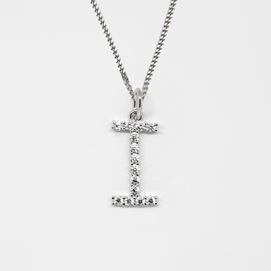 Silver 925 Initial Necklace - I