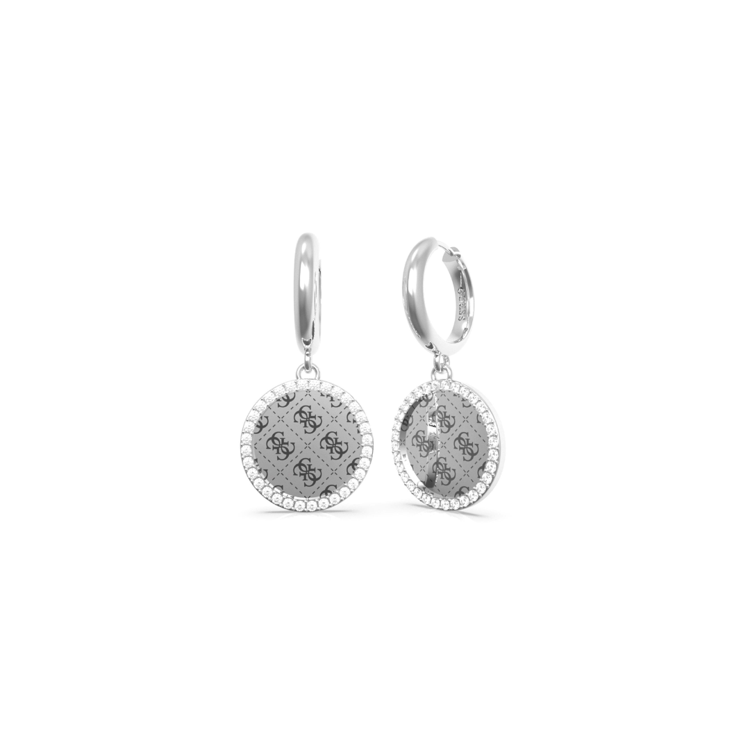 Ladies Guess Round Harmony Huggies Coin & Crystal Earrings UBE01158RH