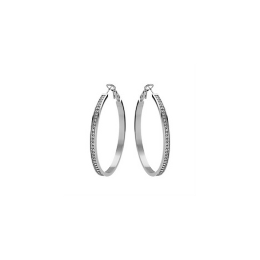 GUESS Color My Day Rhodium Plated Crystal Hoop Earrings UBE02247RH