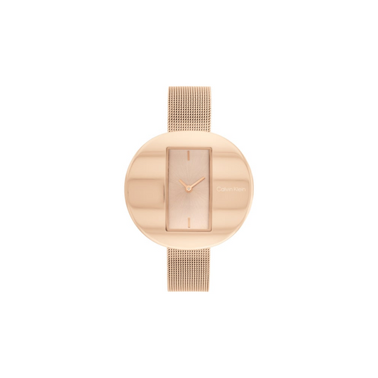 Calvin Klein Rose Gold Circular Case Watch Ref :25200017