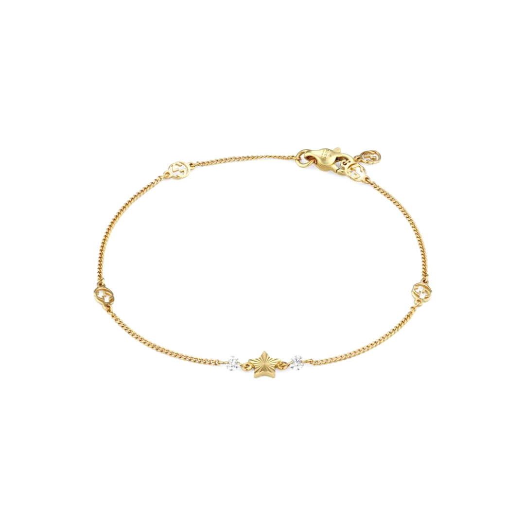 Gucci Interlocking G 18ct Yellow Gold Diamond Bracelet Ref : YBA679117001017