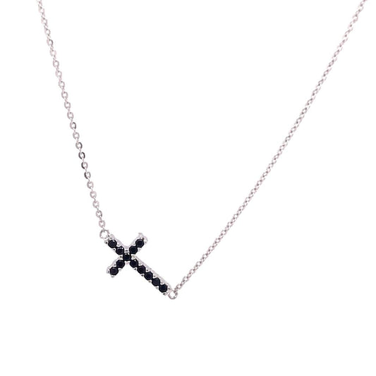 Black Side Cross Necklace (752952