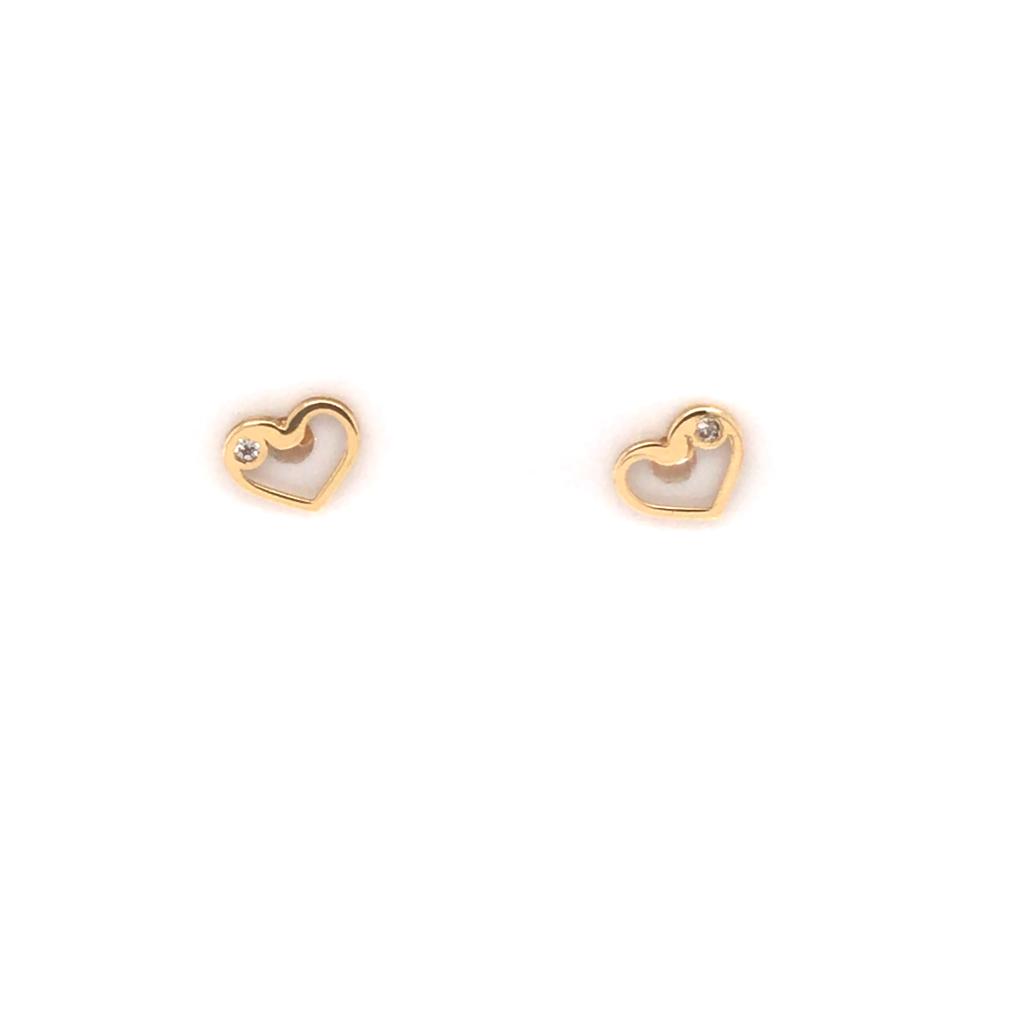 Gold Heart Earrings with Zircon Ref :253.001/3ZIR
