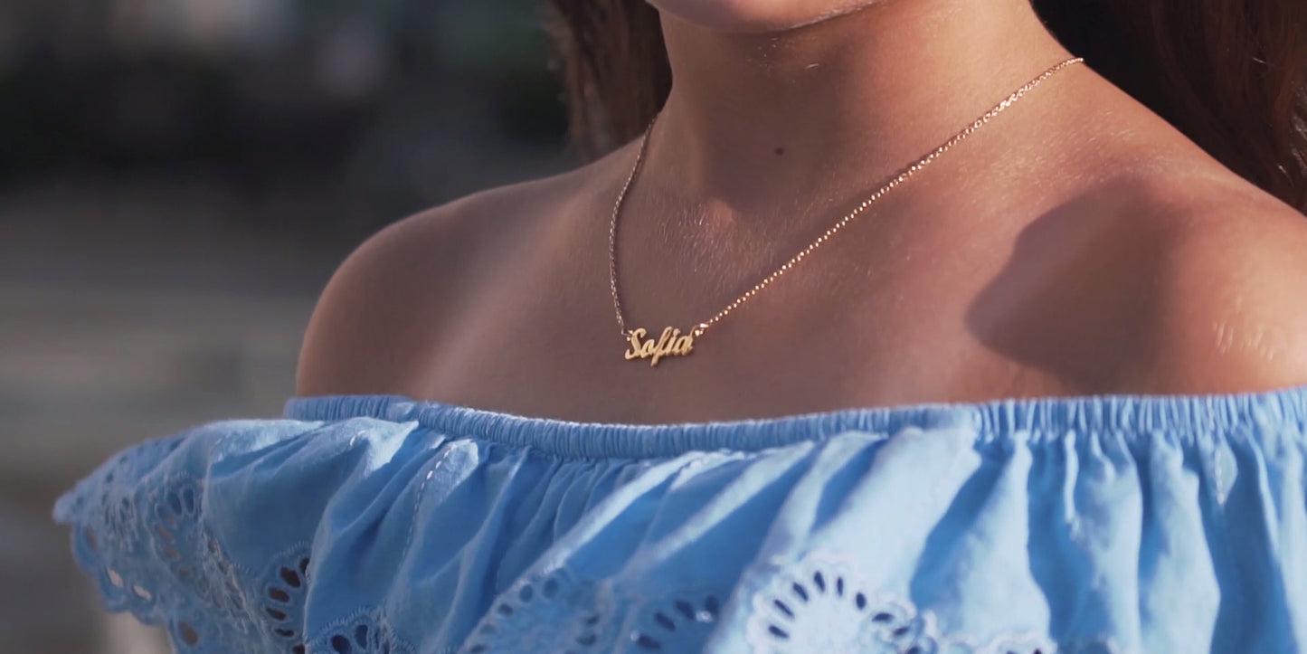 Children's Personalised Name Necklace - 925 Silver Gold Plating